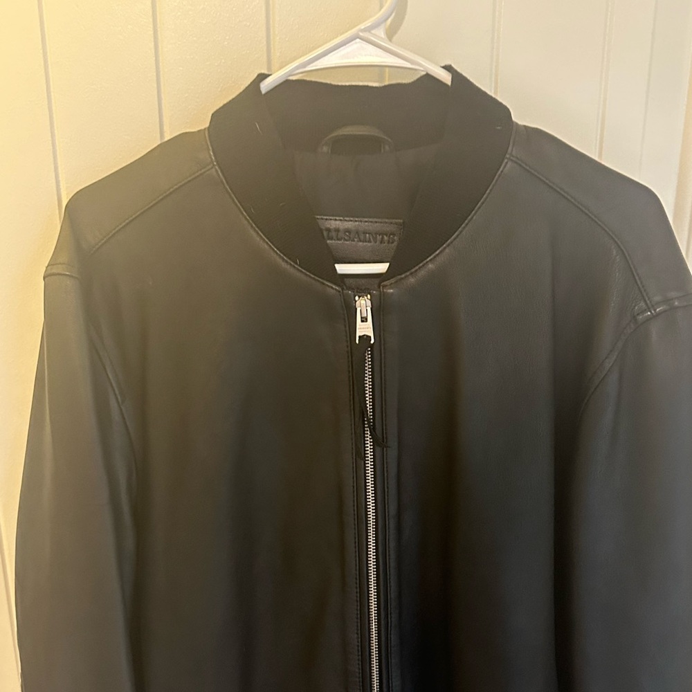 All saints leather bomber jacket